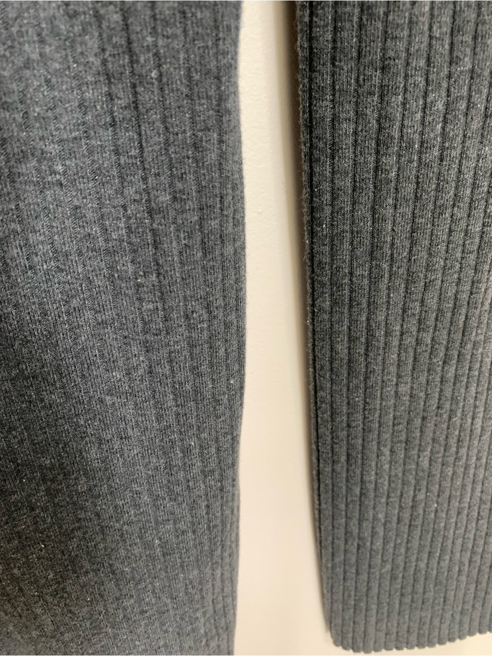 Zara Grey Ribbed Wide Leg High Rise Pant Tall L - Picture 5 of 9